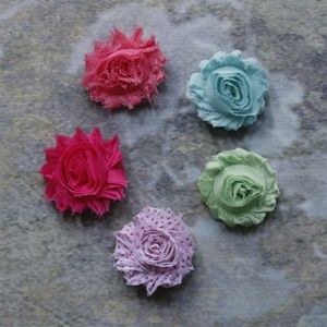 New set of 5 shabby chic hair clips